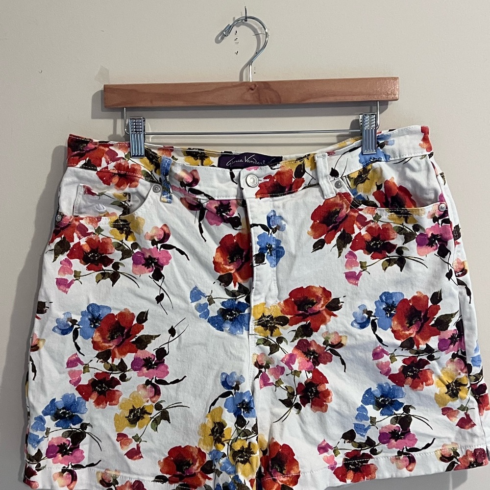Gloria Vanderbilt Floral Jean Shorts - Red, Blue, Yellow